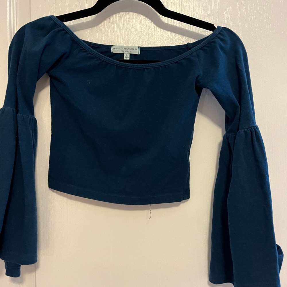 Boutique Crop Top with Bell Sleeves, Size Small, Worn Lightly